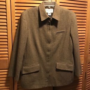 Evan-Picone Brown & Beige Herringbone Blazer